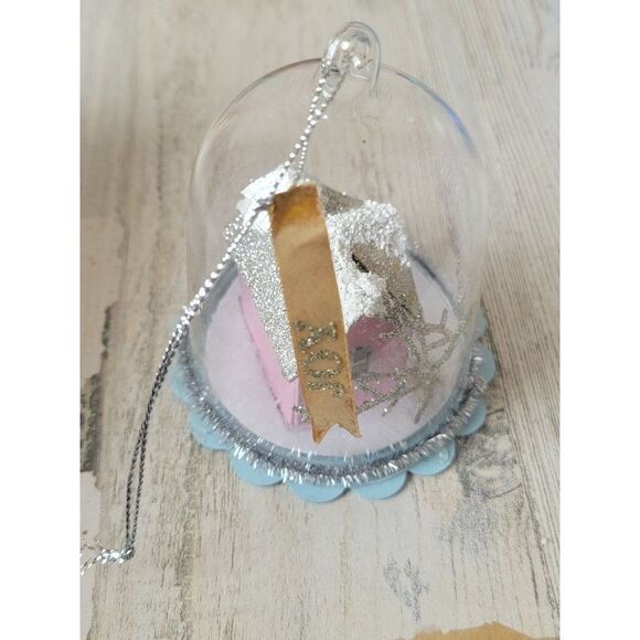 Snow house dome glitter joy ornament Xmas Decor - Picture 6 of 6